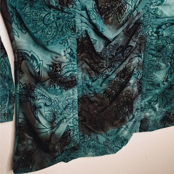 Vintage Y2K Sami & Jo Velvet Burnout Top Whimsygoth Fairy Square Neck Ruched PS - Picture 6 of 10